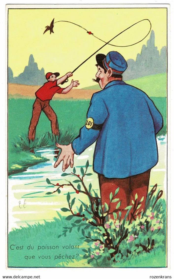 Illustrator Illustrateur Humor Humour Fishing Pecheur Hengelsport Garde De Peche Gendarme CPA AK - Chaperon, Jean