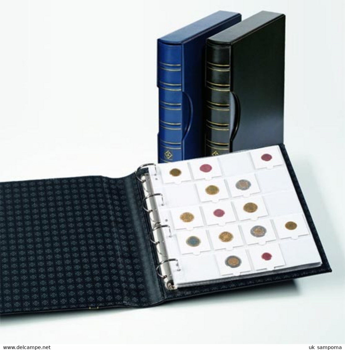 Rringbinder GRANDE, In Classic Design W. 10 Sheets For 200 Coinh.50x50 Mm ,w. Slipc.,black - Grand Format, Fond Noir