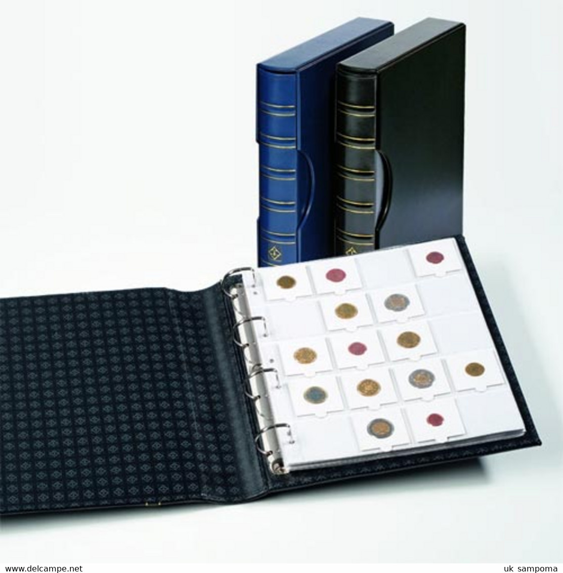 Rringbinder GRANDE, In Classic Design W. 10 Sheets For 200 Coinh.50x50 Mm ,w. Slipc.,black - Groß, Grund Schwarz