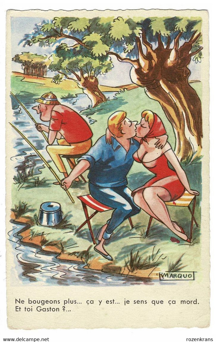 Illustrateur R. Marquo Marquot Humor Humour Fishing Pecheur Peche Pin Up Sexy Girl Fille Decollete Gros Seins CPA - Chaperon, Jean