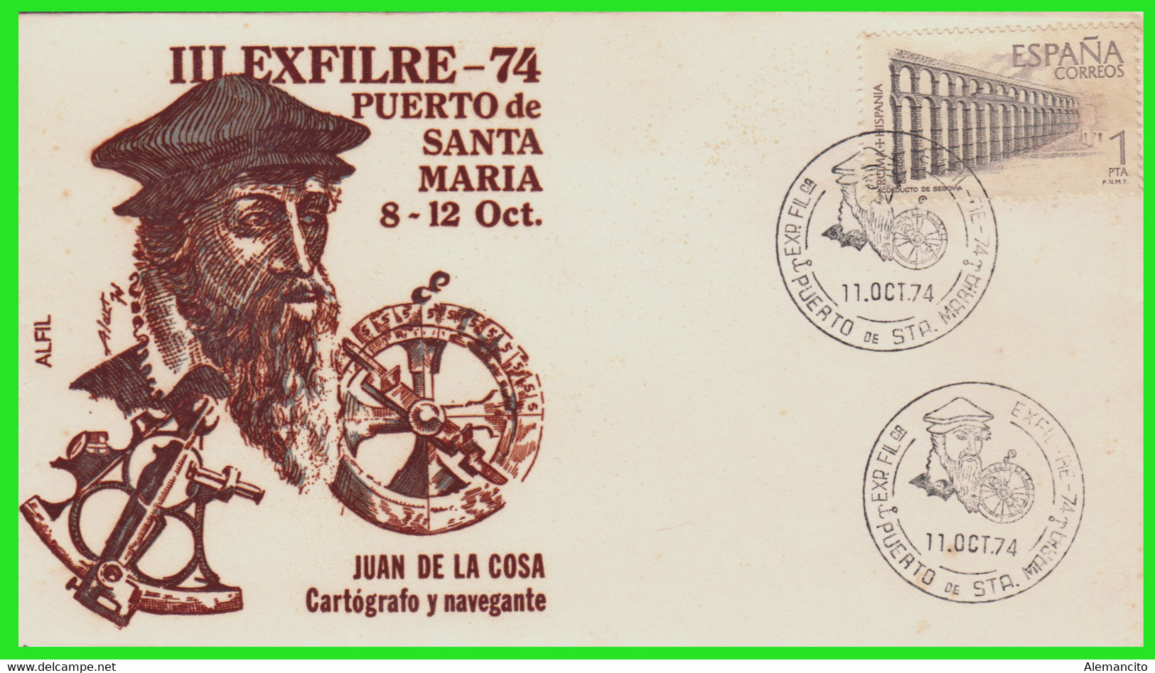 SOBRE EXPOSICION FILATELICA III EXFILRE MATASELLADO EN EL PUERTO DE SANTA MARIA ( CADIZ) AÑO 1974 - Autres & Non Classés