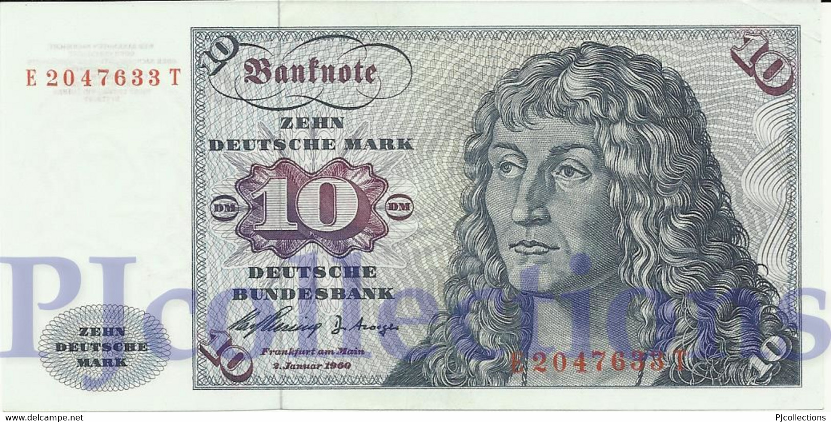 GERMANY FEDERAL REPUBLIC 10 DEUTSHE MARK 1960 PICK 19a AUNC - 10 Deutsche Mark