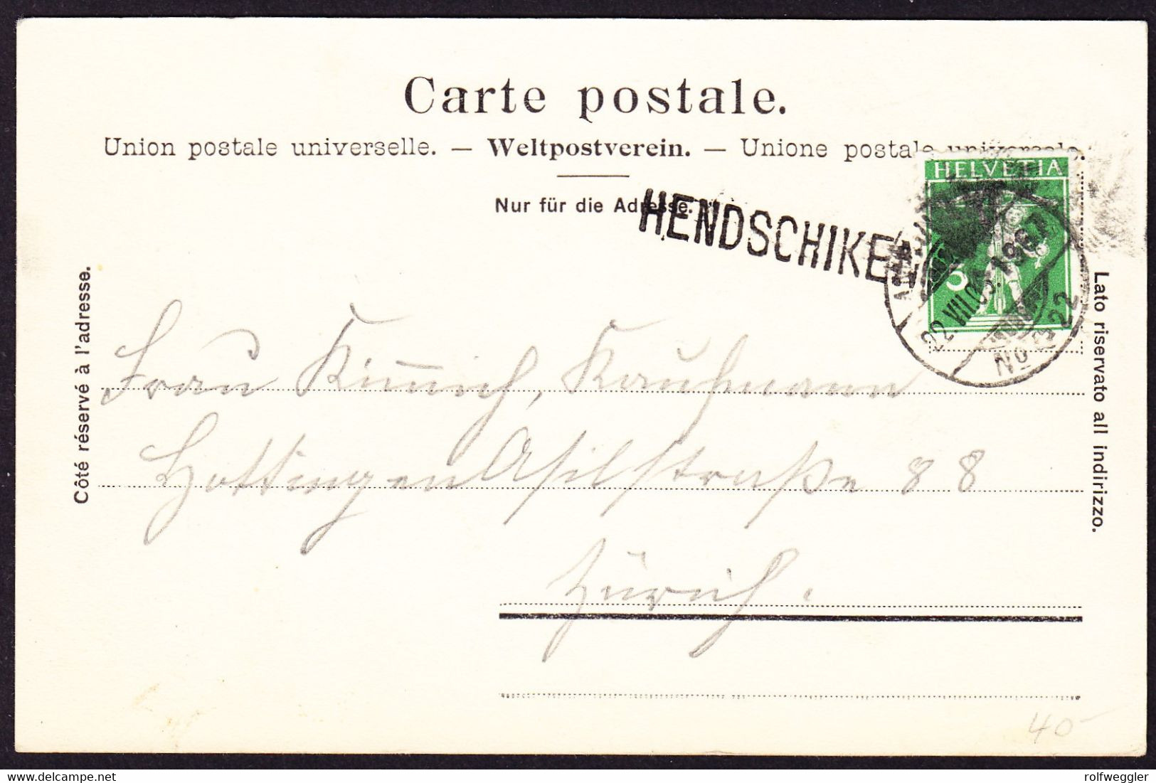 1909 Mit Bahnpost Gelaufene AK Aus Seewis Mit Stabstempel Hendschiken - Seewis Im Prättigau