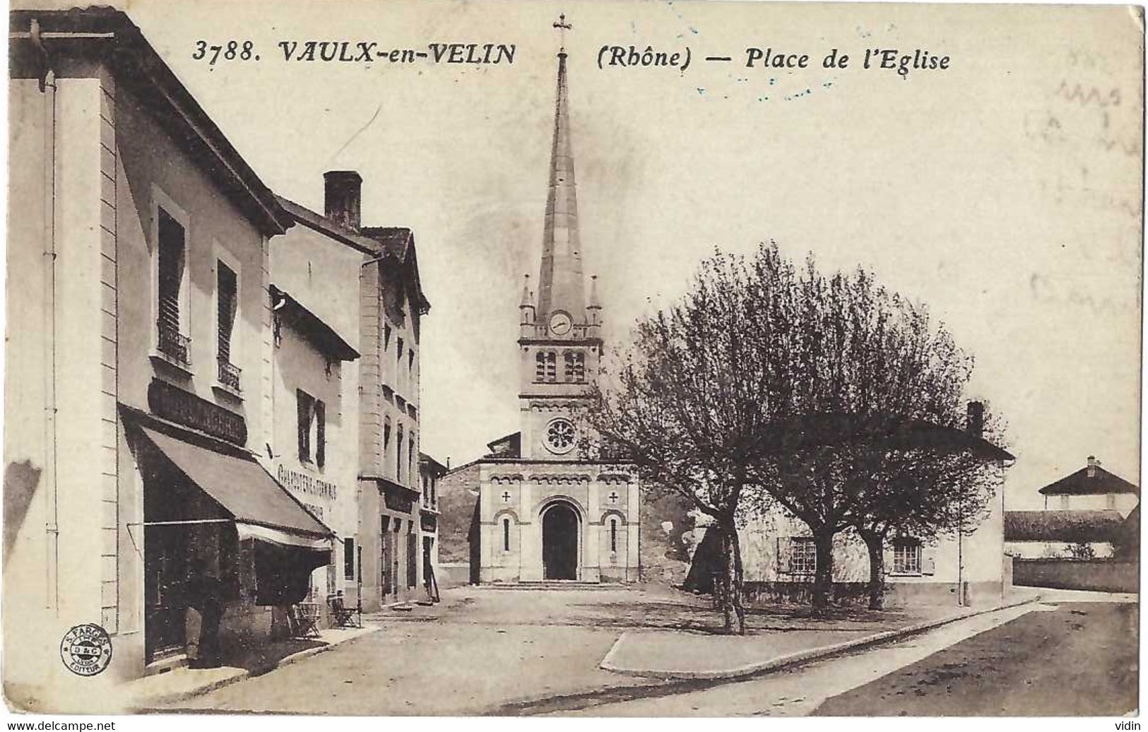 Vaulx En Velin Place De L'Eglise Cachet Du 54° Régiment D'artillerie - Vaux-en-Velin