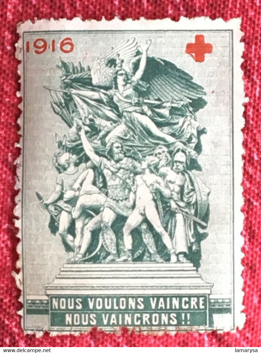 WW1-Vignette Propagande Patriotique-Nous Voulons Vaincre Nous Vainqu-Guerre 1914/18-☛Errinophilie-☛Croix Rouge Militaire - Rode Kruis