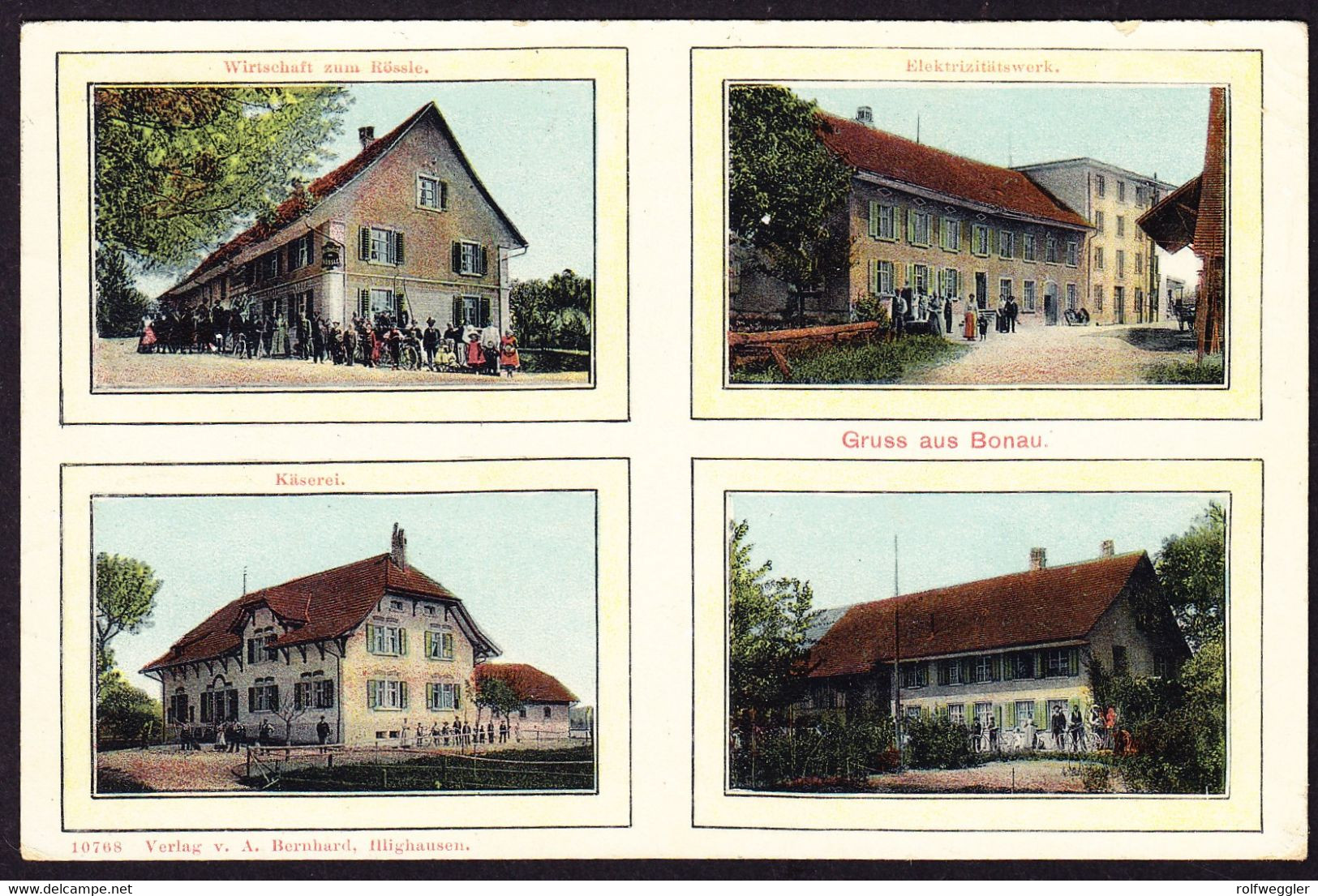 1912 Mit Bahnpost Gelaufene AK: Gruss Aus Bonau. Mit Wirtschaft, EW Und Käserei. Stempel Müllheim-Wigoltingen Sowie Stab - Other & Unclassified