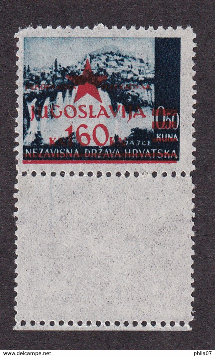 YUGOSLAVIA - Provisional Edition For Zagreb 160/0,50 On Pelur Paper With Bottom Edge Of Sheet. MNH Quality.../ 2 Scans - Andere & Zonder Classificatie