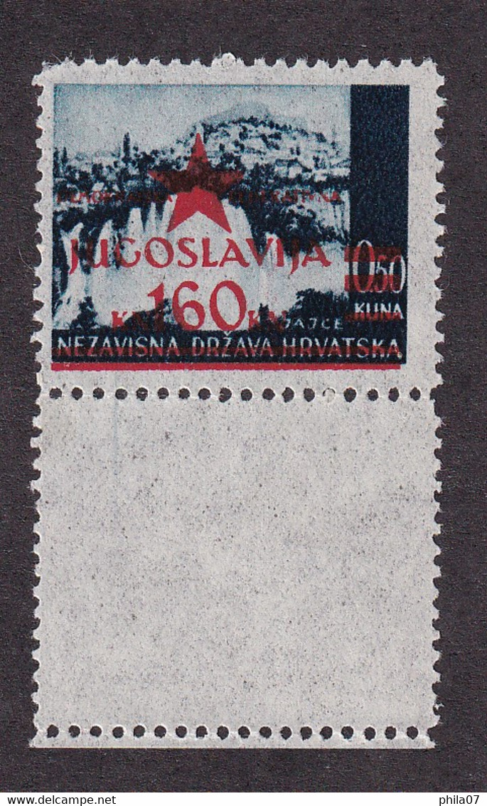 YUGOSLAVIA - Provisional Edition For Zagreb 160/0,50 On Pelur Paper With Bottom Edge Of Sheet. MNH Quality.../ 2 Scans - Sonstige & Ohne Zuordnung