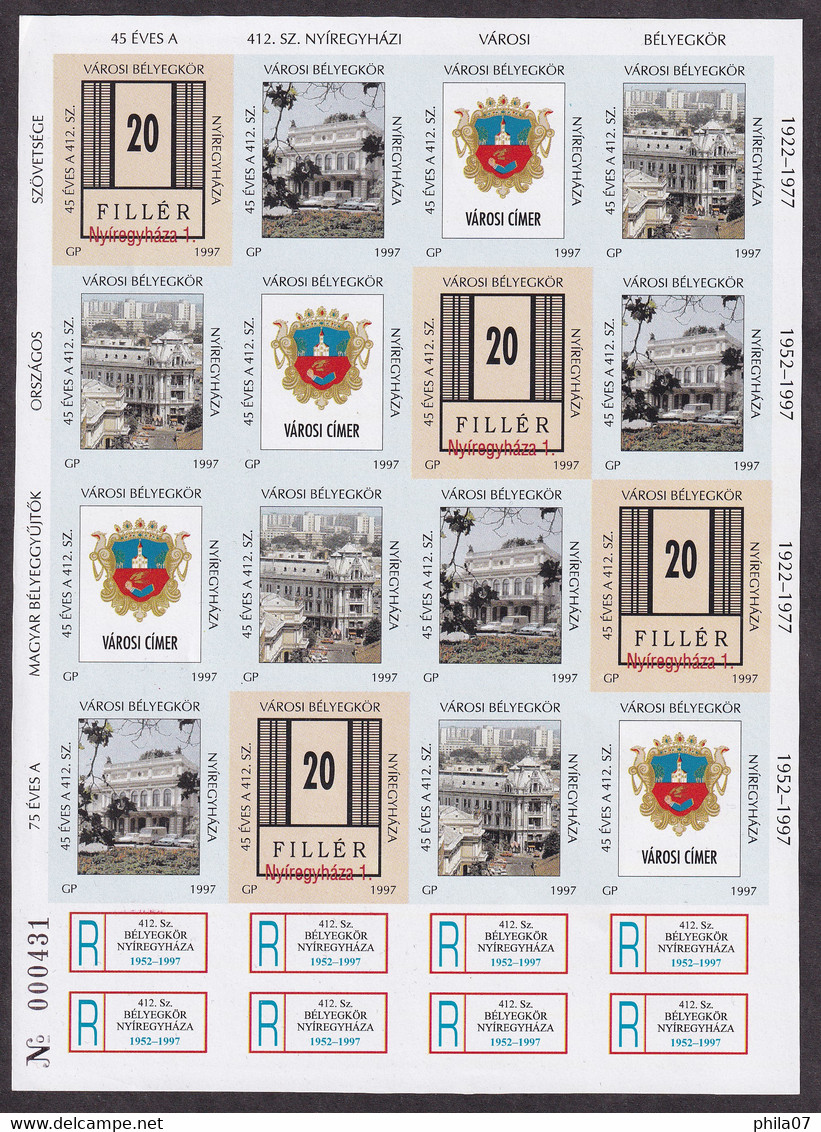 HUNGARY 1997. Nyiregyhaza Limited Commemorative Sheet  / 2 Scans - Herdenkingsblaadjes