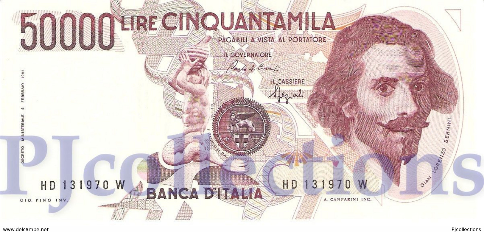 ITALIA - ITALY 50000 LIRE 1990 PICK 113b AU/UNC PREFIX "D" - 50000 Liras