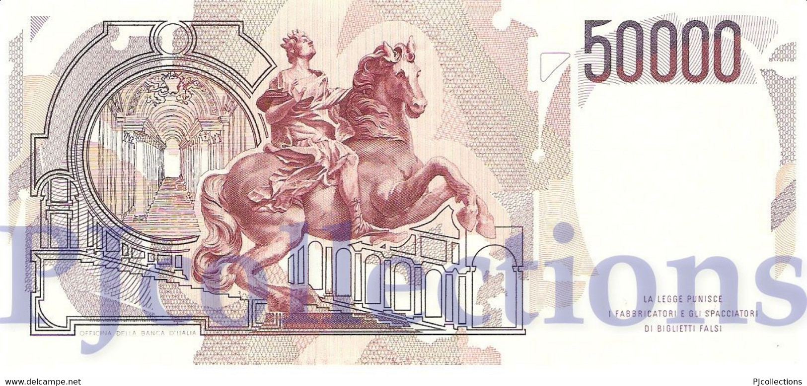ITALIA - ITALY 50000 LIRE 1990 PICK 113b AU/UNC PREFIX "D" - 50.000 Lire