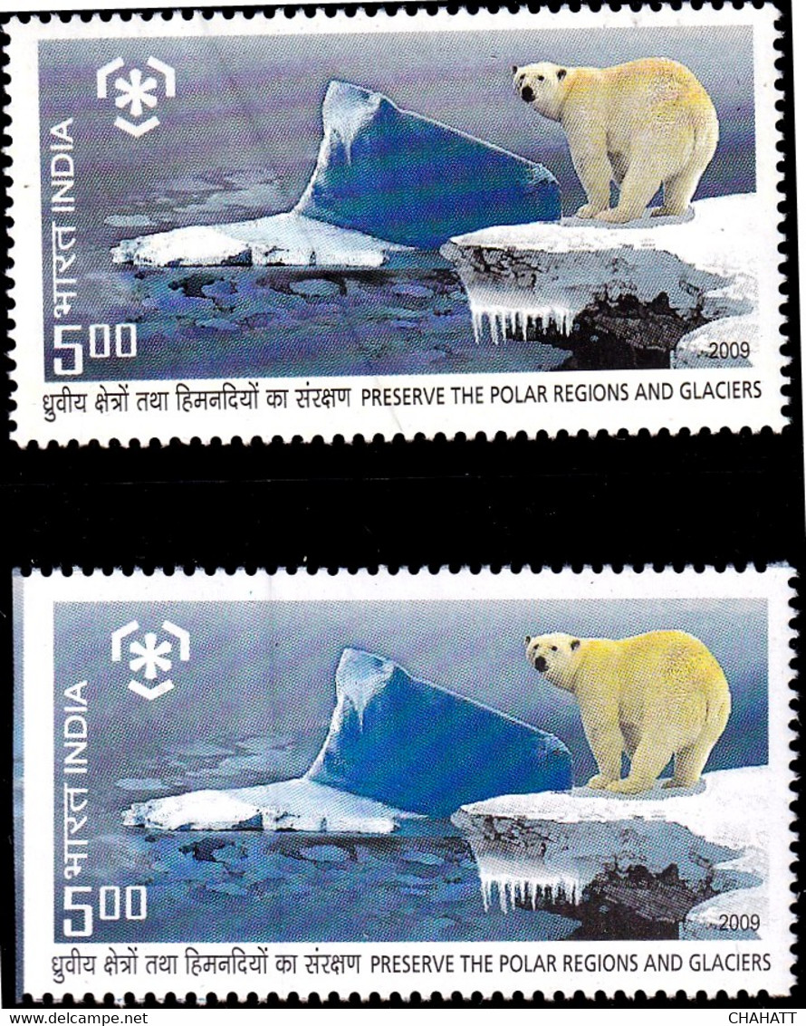 POLAR BEARS - PRESERVE THE POLAR REGIONS AND GLACIER- VARIETY-INDIA 2009-MNH-D5-43 - Préservation Des Régions Polaires & Glaciers