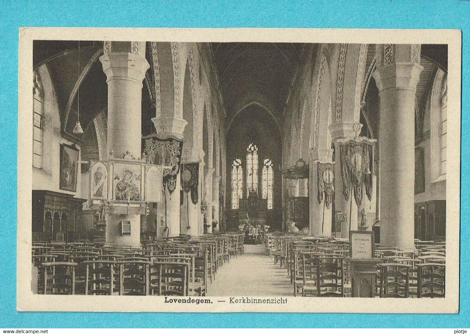* Lovendegem (Oost Vlaanderen) * (Uitg C. De Keyser - E. Beernaert) Binnenzicht Kerk, Intérieur De L'église, Old - Lovendegem