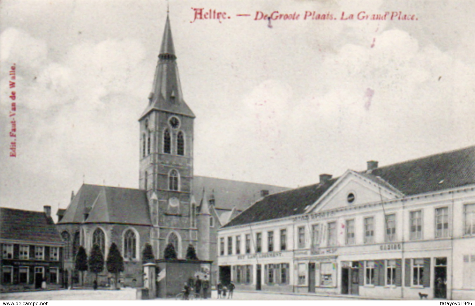 Aeltre   La Grand Place Casino Cafe Cycliste Voyagé En 1908 - Aalter