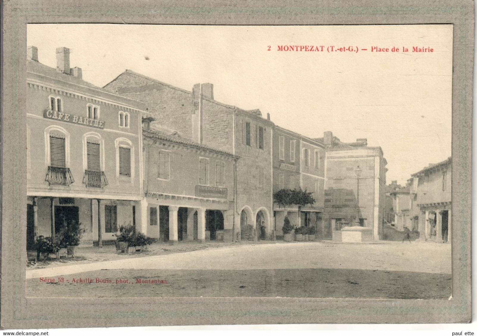 CPA - (82) MONTPEZAT - Aspect Du Café Barthe Sur La Place De La Mairie Au Début Du Siècle - Montpezat De Quercy