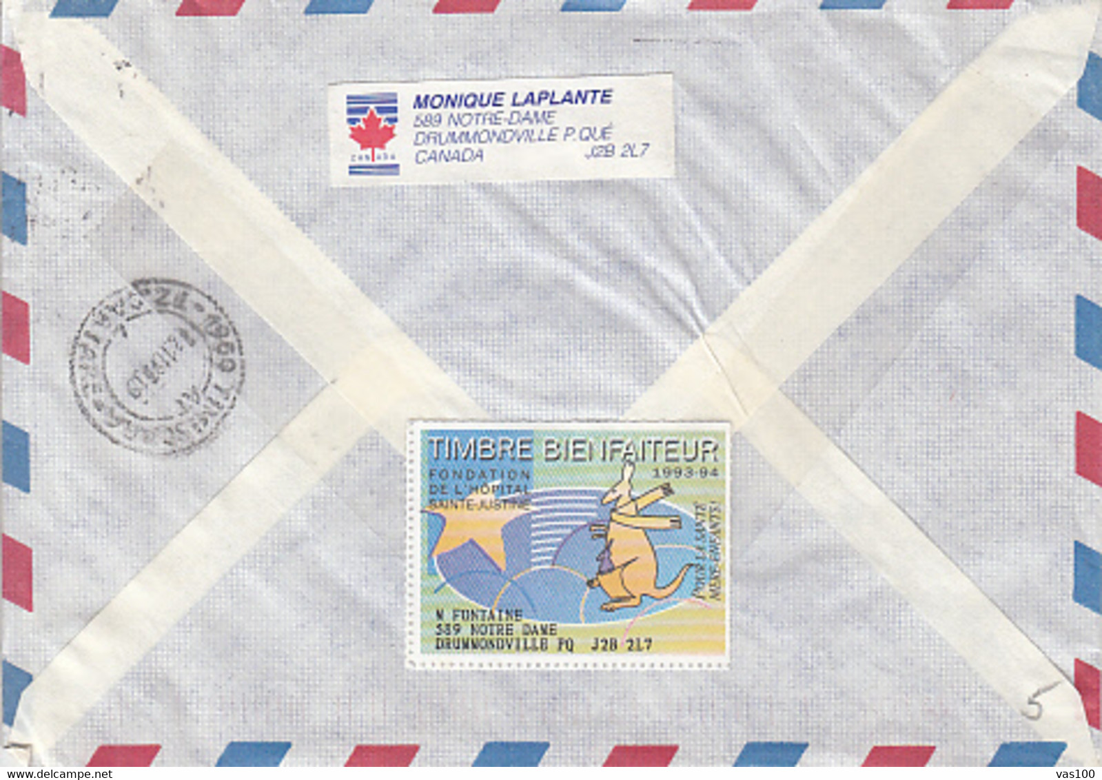 DINOSAURS STAMPS, CHARITY STAMP ON COVER, 1993, CANADA - Brieven En Documenten