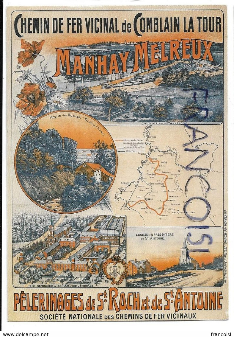 Reproduction D'une Affiche:" Chemin De Fer Vicinal De Comblain-la-Tour. Manhay Melreux" - Hamoir