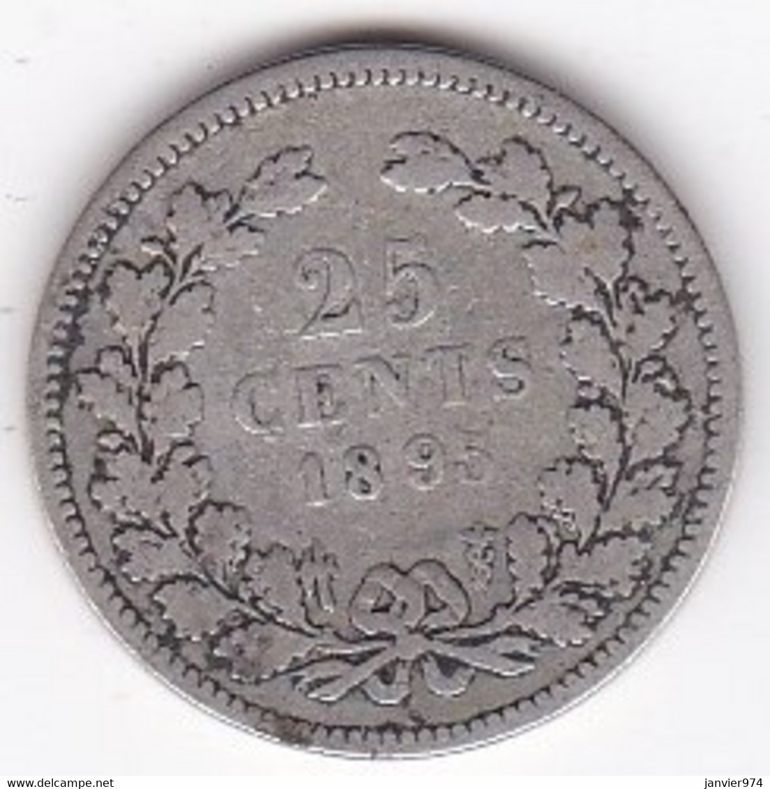 Pays Bas 25 Cents 1895. Wilhelmina I. Argent. KM# 115 - 25 Cent
