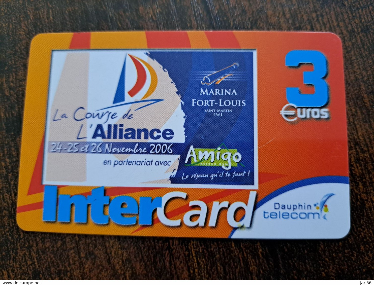 ST MARTIN  INTERCARD  / LYONS INTERNATIONAL/ ALLIANCE AMIGO          3  EURO /   INTER 156 / USED  CARD    ** 10212 ** - Antille (Francesi)