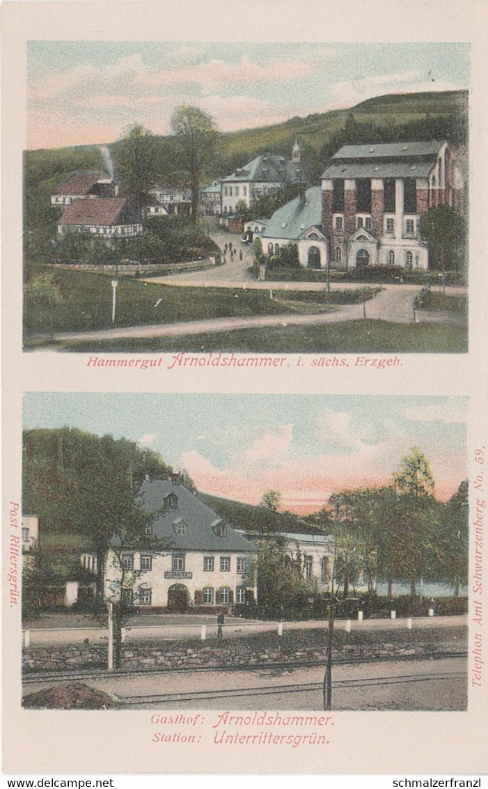 AK Arnoldshammer Gasthof Hammergut Eisenbahn Station Unterrittersgrün A Breitenbrunn Antonsthal Rittersgrün Erzgebirge - Breitenbrunn