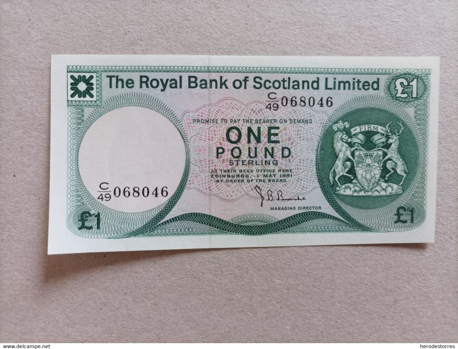 Billete De Escocia De 1 Pound 1981, Nº Bajo, UNC - 1 Pound