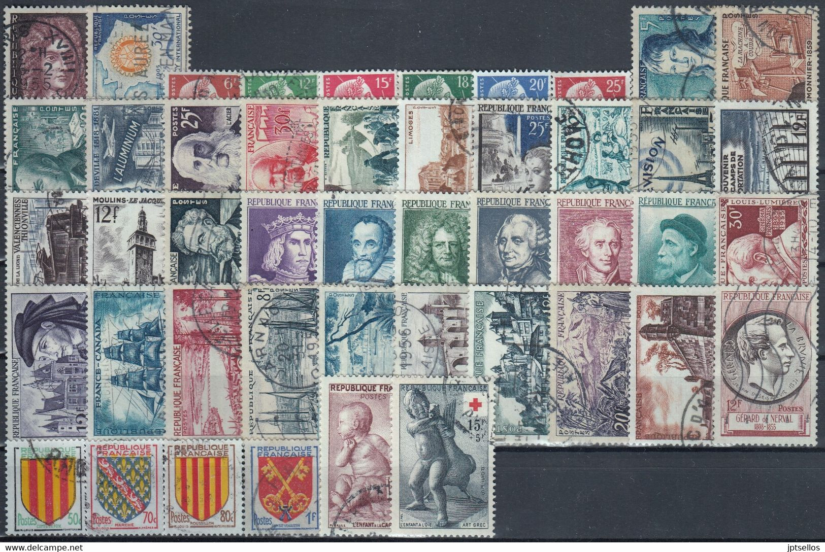 FRANCIA 1955 Nº 1008/1049 AÑO COMPLETO USADO, 46 SELLOS - 1950-1959