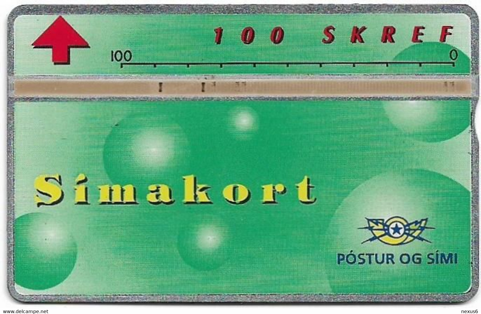 Iceland - Siminn (L&G) - Green Bubbles - 208A - 1992, 100U, 15.000ex, Used - Island