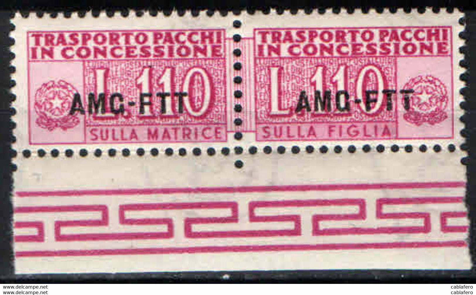 TRIESTE - AMGFTT - 1953 - PACCHI IN CONCESSIONE - SOVRASTAMPA SU UNA LINEA -  VALORE DA 110 LIRE - MNH - Postal And Consigned Parcels