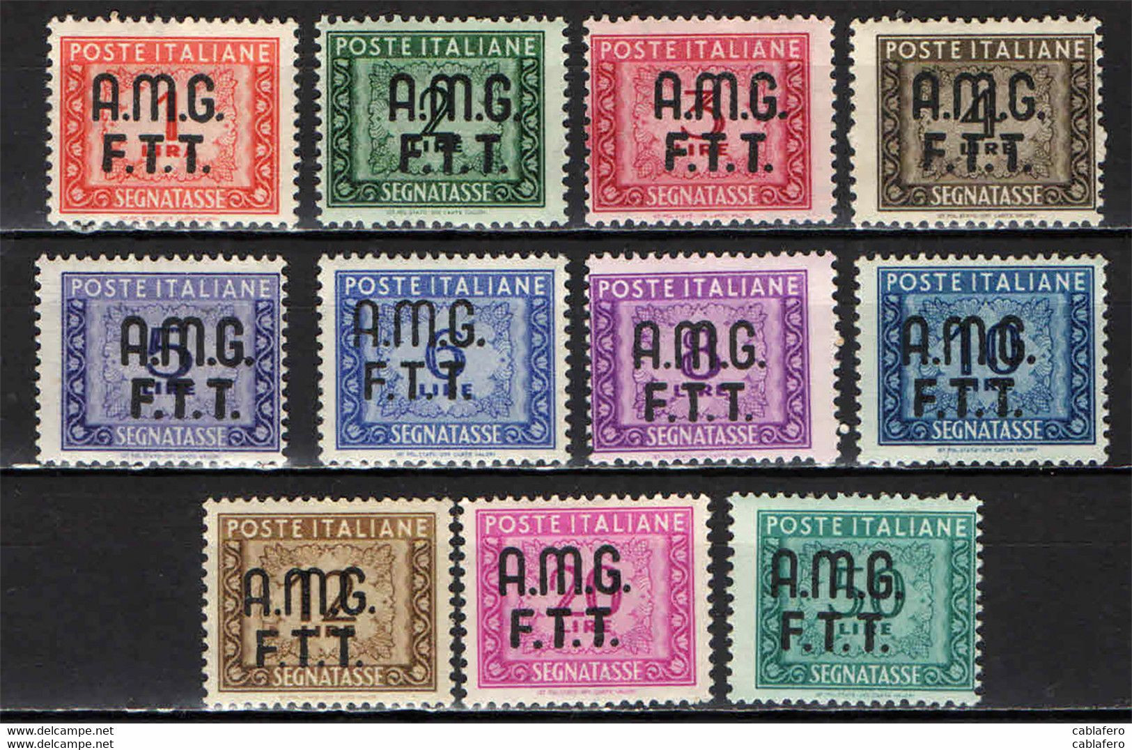 TRIESTE - AMGFTT - 1947 - SERIE SEGNATASSE DELLA REPUBBLICA CON SOVRASTAMPA SU UNA RIGA - MNH - Revenue Stamps