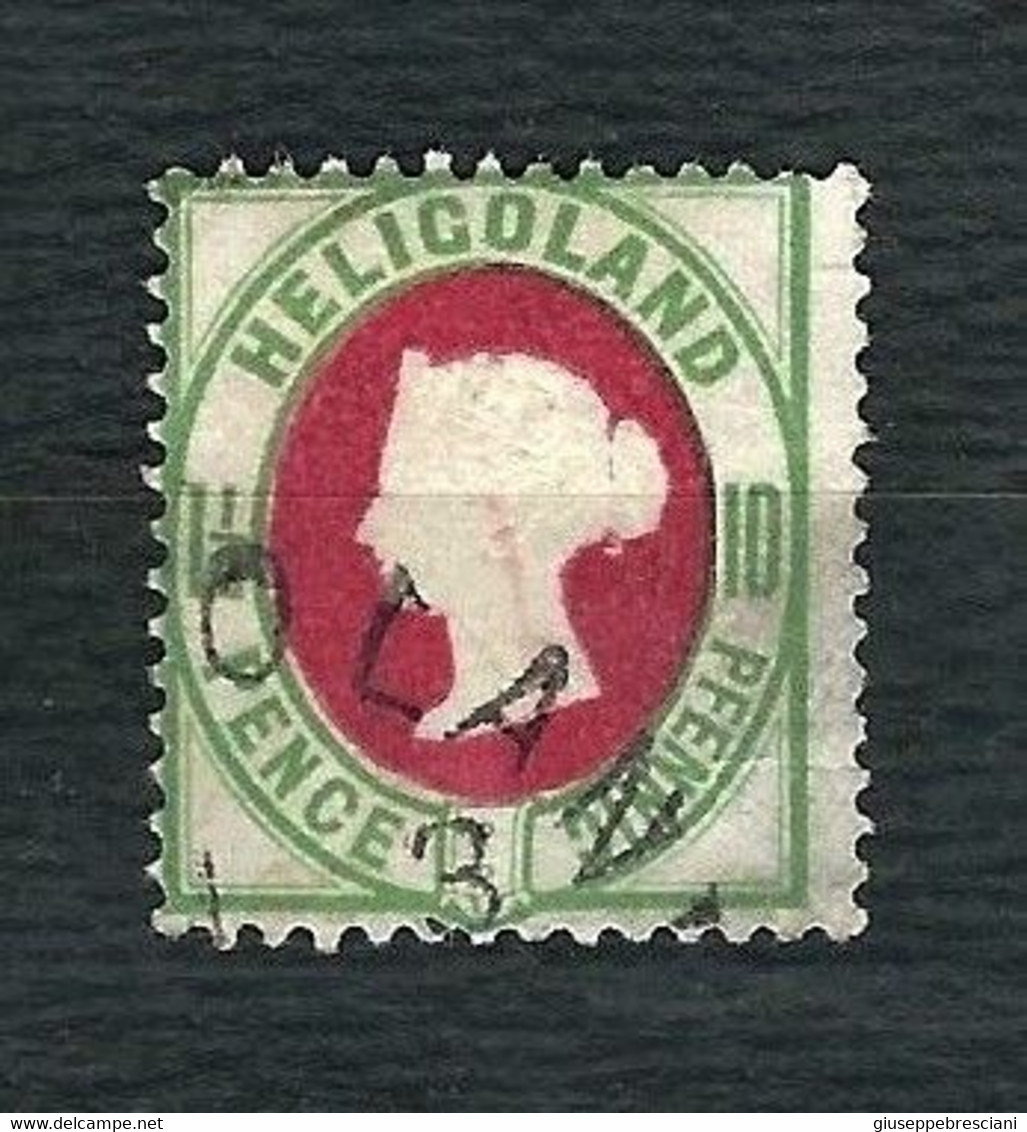 HELGOLAND 1875, Königin Viktoria, 10 Pf. Verde E Carminio - Michel 14 - Heligoland