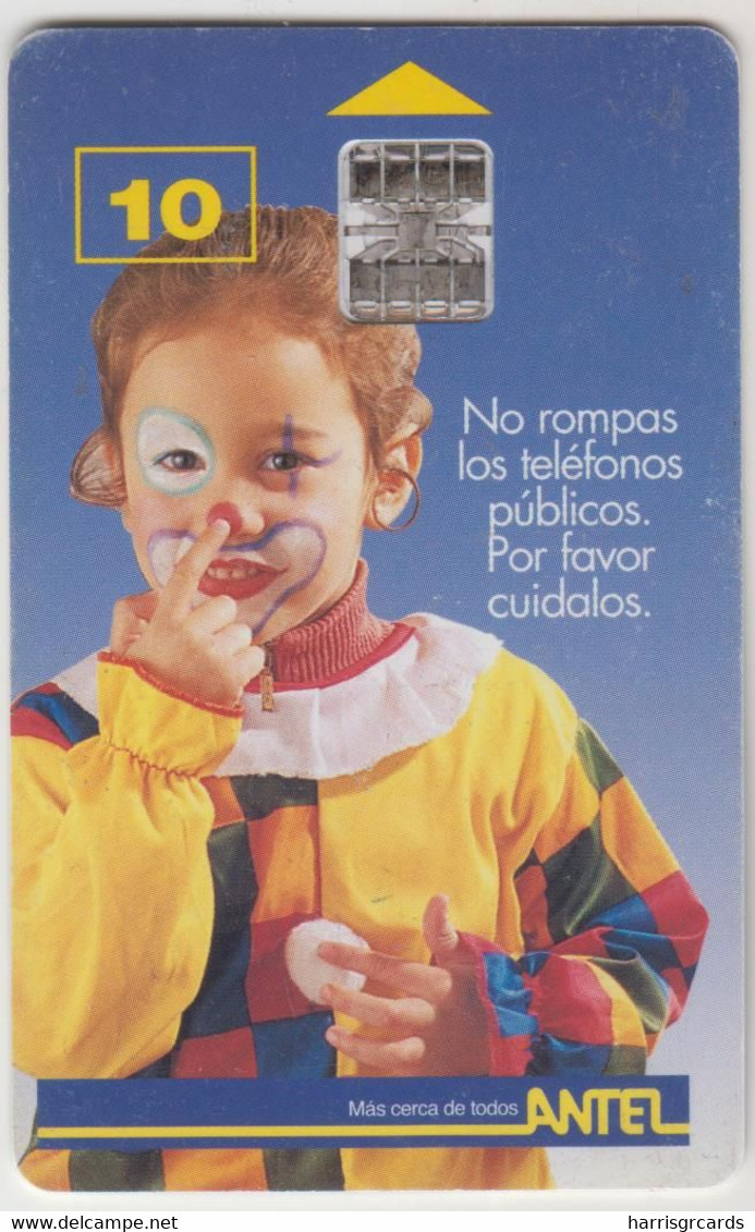 URUGUAY - Little Clown Payaso, TC 019a, 10 $ , Tirage 150.000, Used - Uruguay