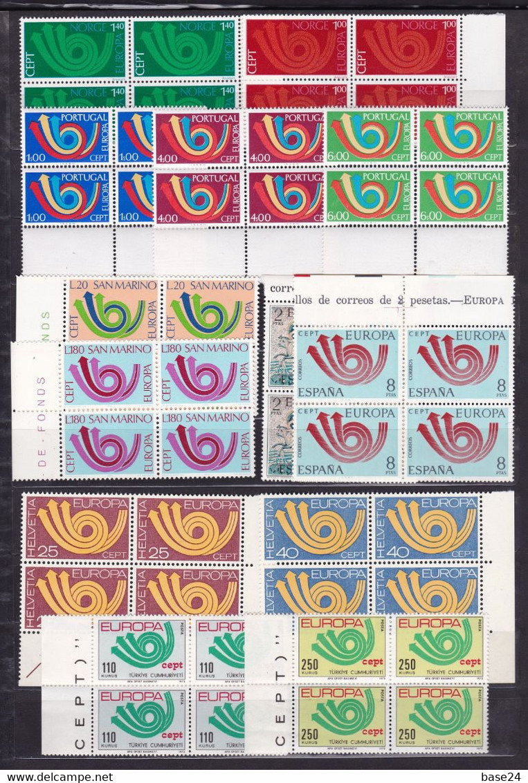 1973 EUROPA CEPT EUROPE ANNATA IN QUARTINA  BL.4 YEAR (50 Valori X 4) MNH** - Volledig Jaar