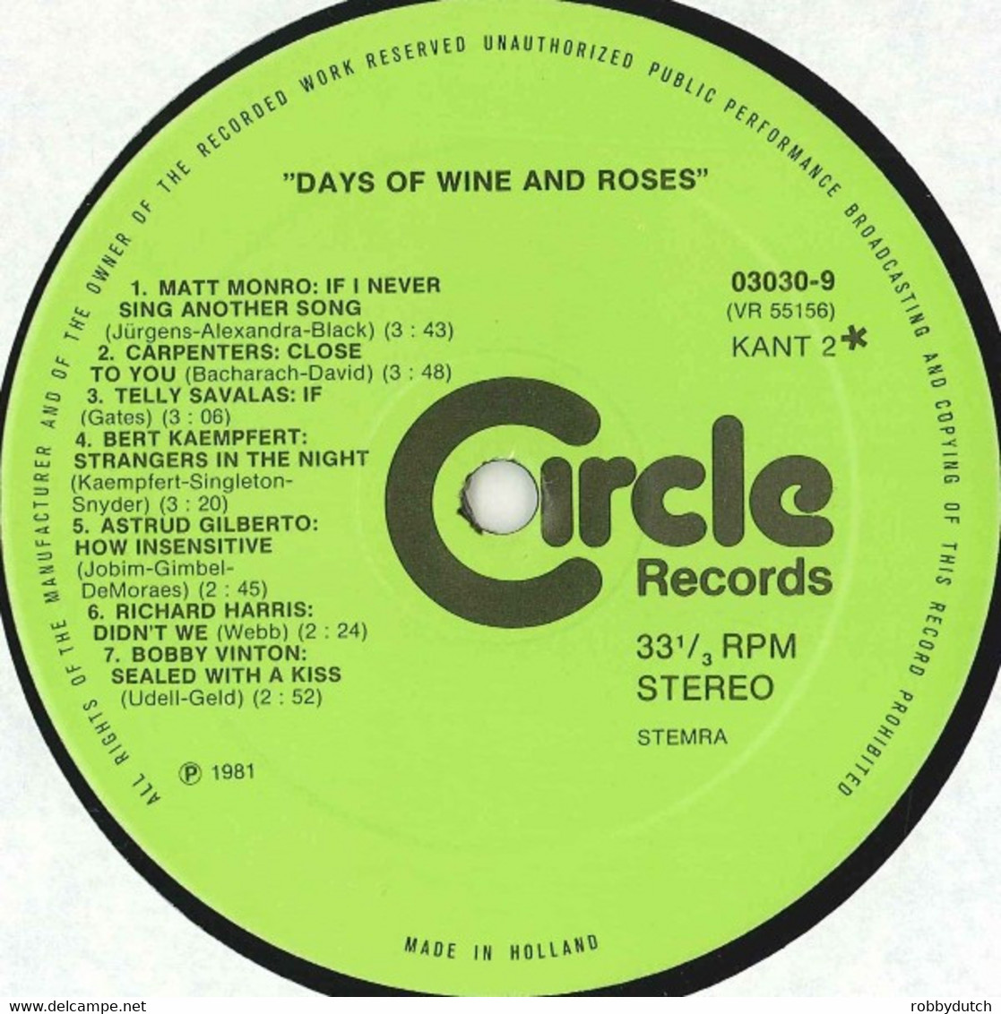 * 2LP *  DAYS OF WINE AND ROSES (Romantic Love-Songs) (Holland 1981 EX-!!!)