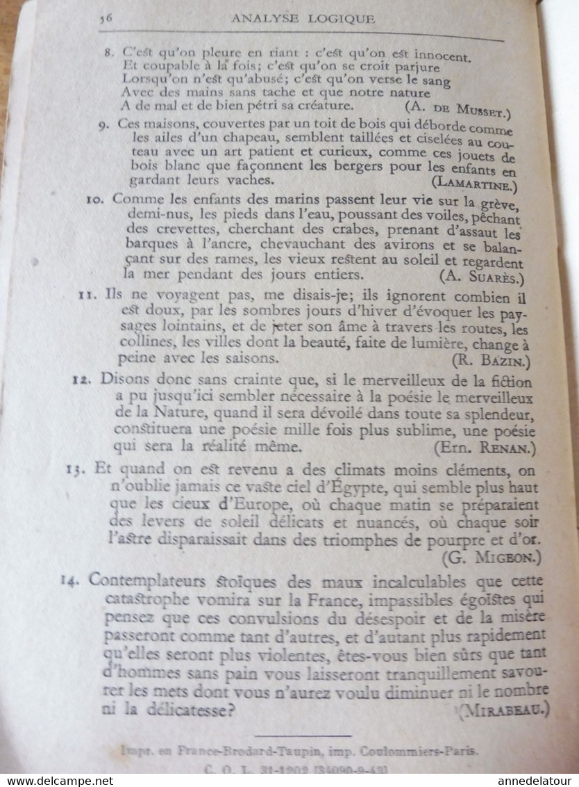 Année 1941  Ce qu'il faut apprendre ANALYSE LOGIQUE