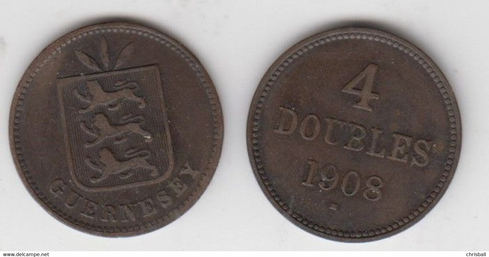 Guernsey Coin 4 Doubles 1908 - Guernsey