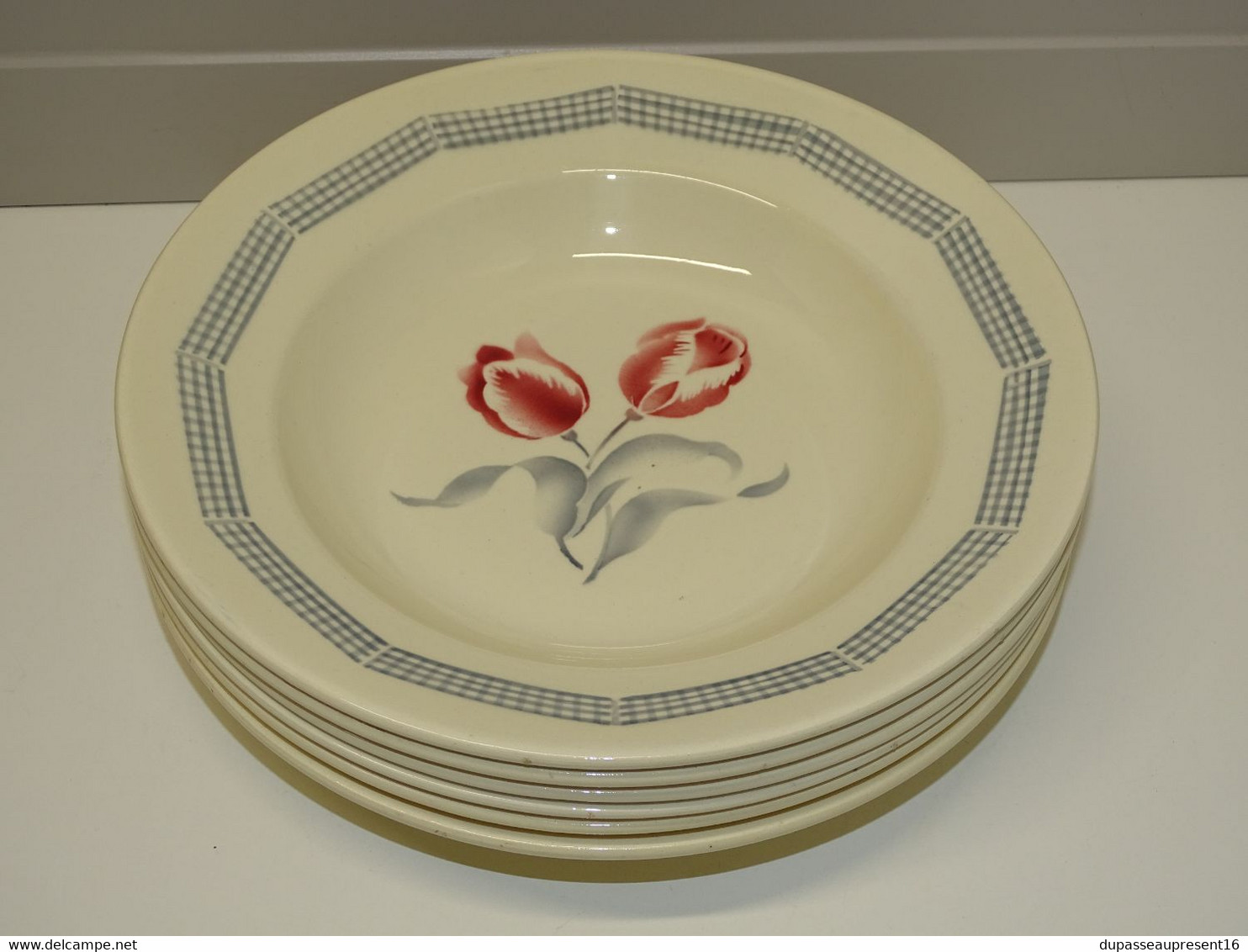 *6 ASSIETTES DEMI CREUSES LE CONSORTIUM LES GRANDES MARQUES DIGOIN TULIPE  E - Digoin (FRA)