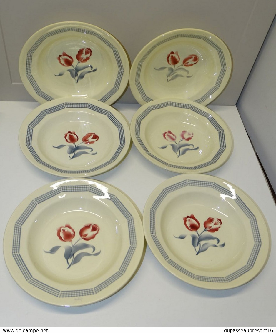 *6 ASSIETTES DEMI CREUSES LE CONSORTIUM LES GRANDES MARQUES DIGOIN TULIPE  E - Digoin (FRA)