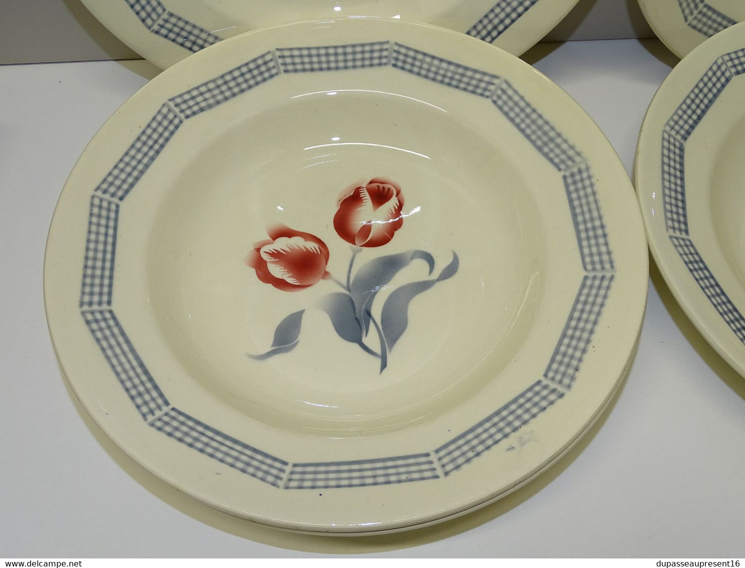 *6 ASSIETTES DEMI CREUSES LE CONSORTIUM LES GRANDES MARQUES DIGOIN TULIPE  E