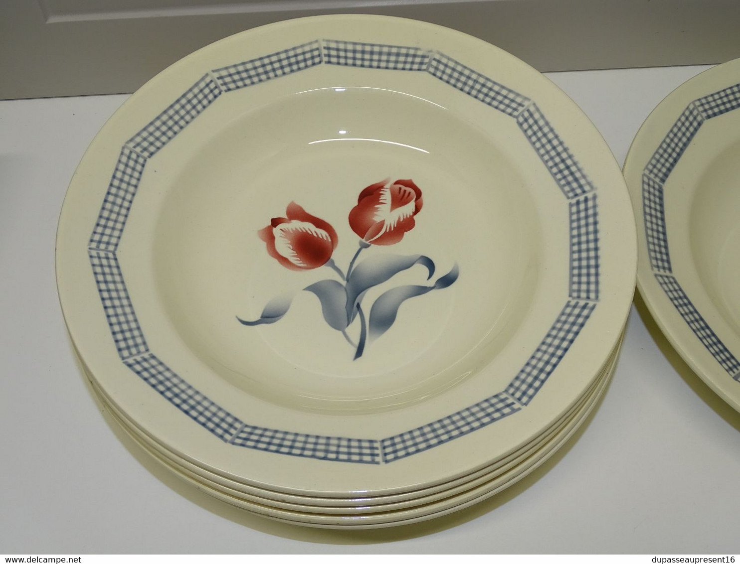 *6 ASSIETTES DEMI CREUSES LE CONSORTIUM LES GRANDES MARQUES DIGOIN TULIPE  E