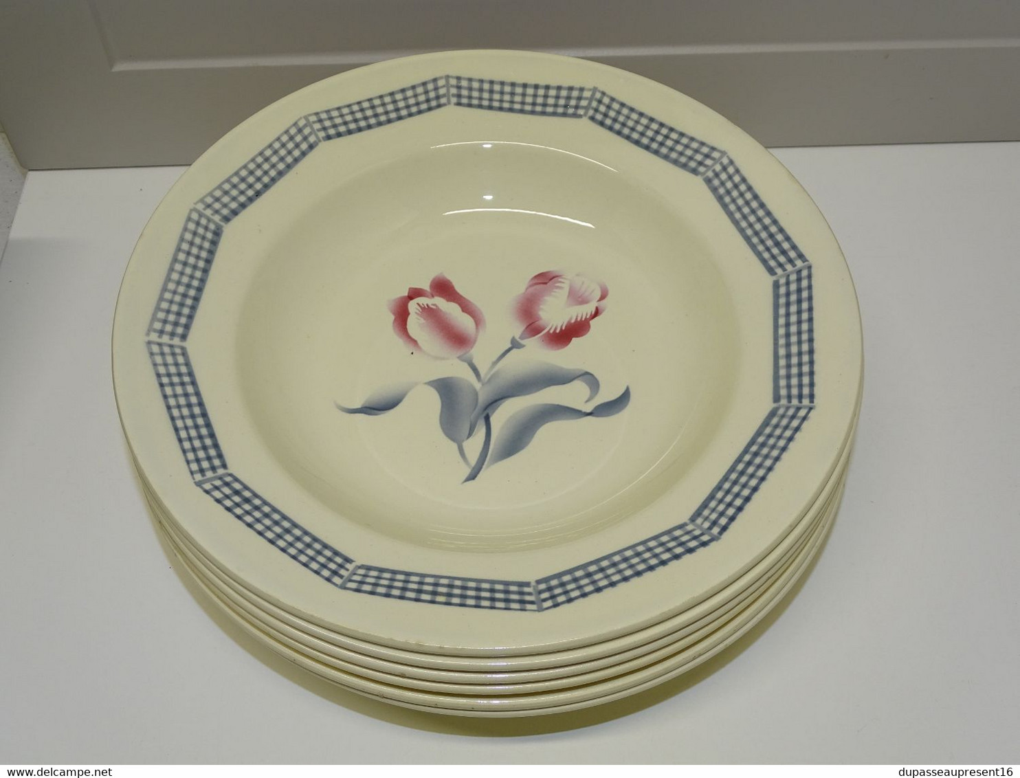 *6 ASSIETTES DEMI CREUSES LE CONSORTIUM LES GRANDES MARQUES DIGOIN TULIPE  E