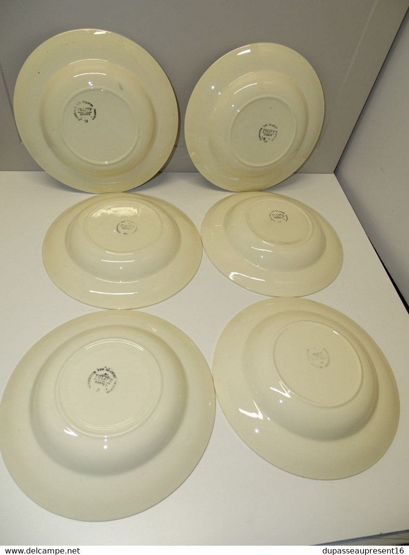 *6 ASSIETTES DEMI CREUSES LE CONSORTIUM LES GRANDES MARQUES DIGOIN TULIPE  E