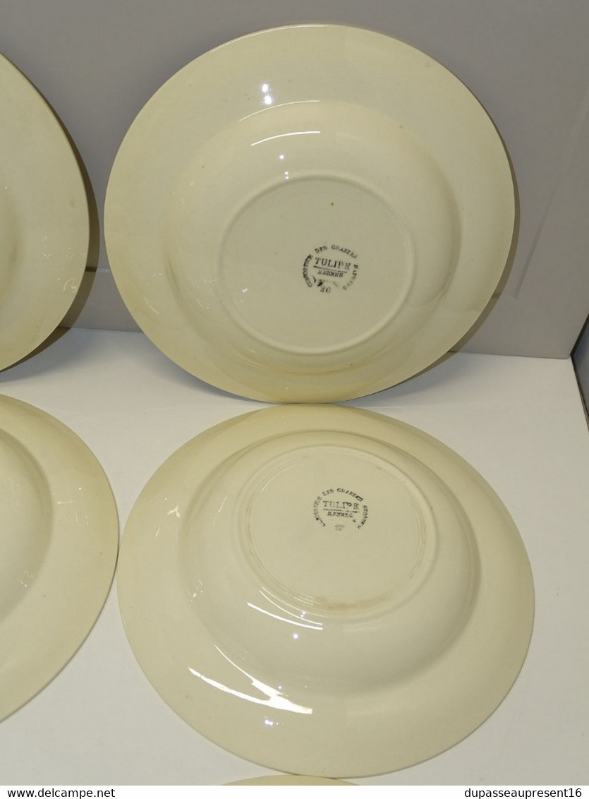 *6 ASSIETTES DEMI CREUSES LE CONSORTIUM LES GRANDES MARQUES DIGOIN TULIPE  E