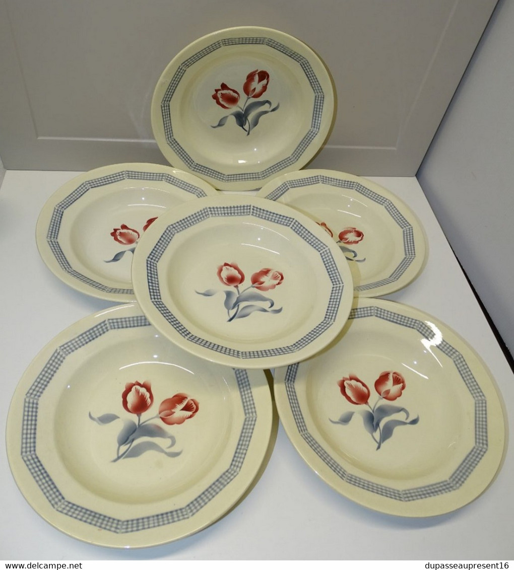 *6 ASSIETTES DEMI CREUSES LE CONSORTIUM LES GRANDES MARQUES DIGOIN TULIPE  E - Digoin (FRA)