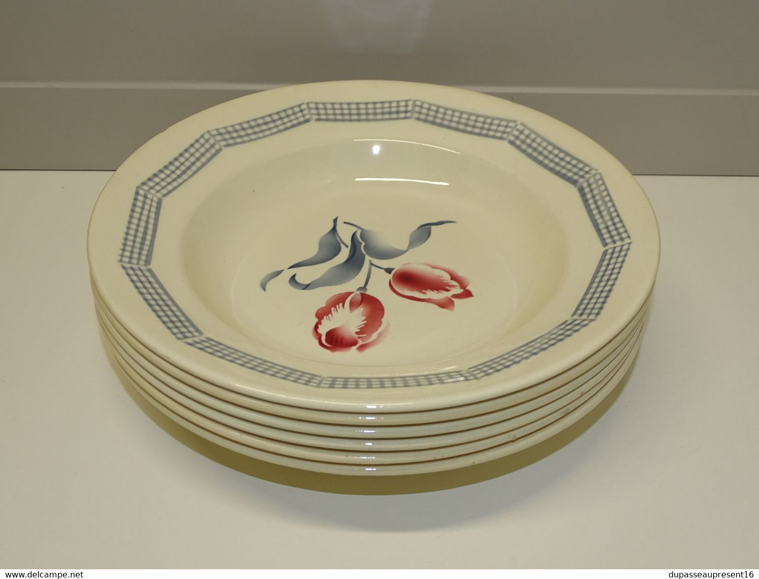 *6 ASSIETTES DEMI CREUSES LE CONSORTIUM LES GRANDES MARQUES DIGOIN TULIPE  E - Digoin (FRA)