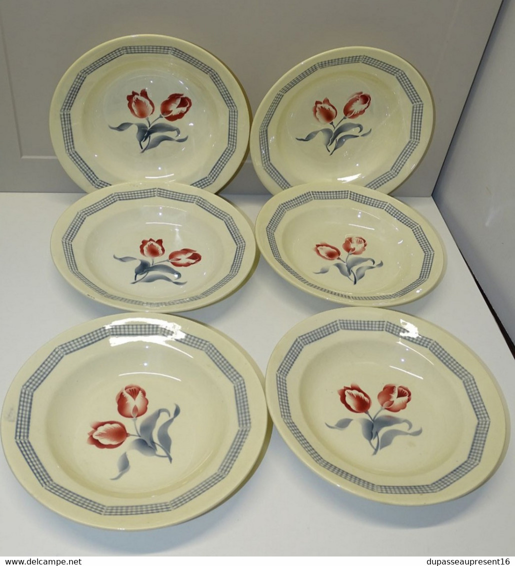 *6 ASSIETTES DEMI CREUSES LE CONSORTIUM LES GRANDES MARQUES DIGOIN TULIPE  E - Digoin (FRA)