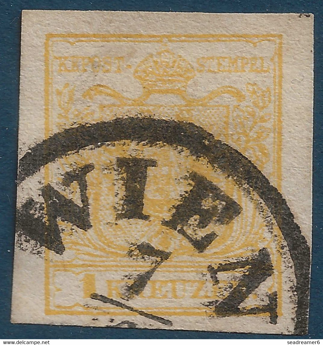 Autriche Empire N°1B Papier Machine 1 Kreuzer Jaune Très Belles Marges Dateur De WIEN Superbe - Oblitérés