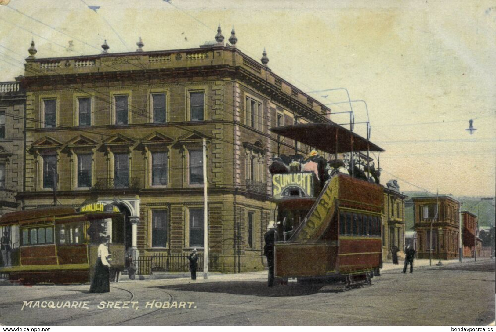 Australia, TAS, HOBART, Macquarie Street, Tram Street Car (1908) Postcard - Hobart