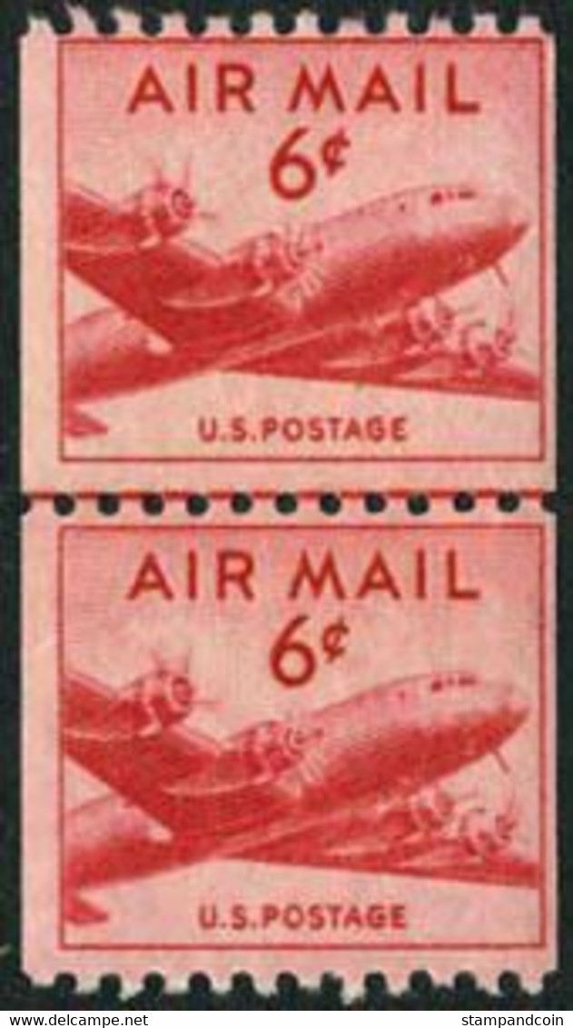 US C41 Mint Never Hinged 6c Airmail Coil Line Pair From 1949 - 2b. 1941-1960 Unused