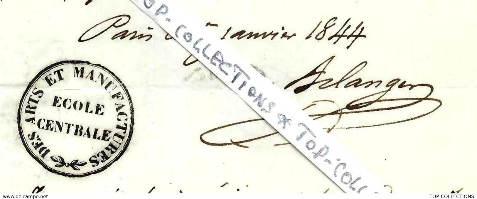 1844 ATTESTATION ECOLE CENTRALE  ARTS ET MANUFACTURE PARIS 2 Sign. Au Nom De Jacques Grun Ingénieur à Guebwiller Alsace - Documents Historiques