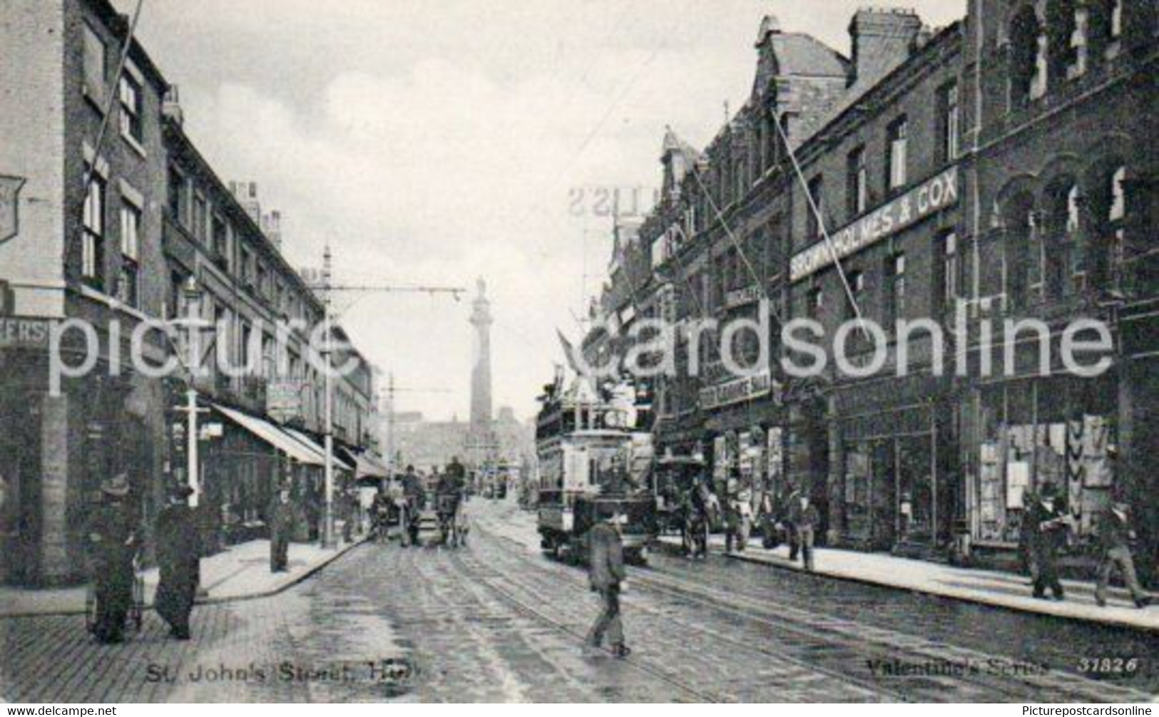 HULL ST JOHNS STREET OLD B/W POSTCARD YORKSHIRE TRAM - Hull